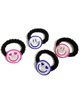 韩饰AZ饰品头饰雅致贝壳色彩色边圆片微笑脸发圈头绳FQ1259