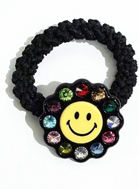 韩饰AZ饰品头饰雅致镶钻微笑脸圆片太阳花发圈女FQ1399