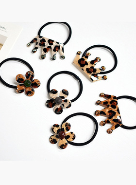 日韩系GRAINdeBEAUTE饰品头饰素面豹纹五瓣花皇冠发圈FQ1115