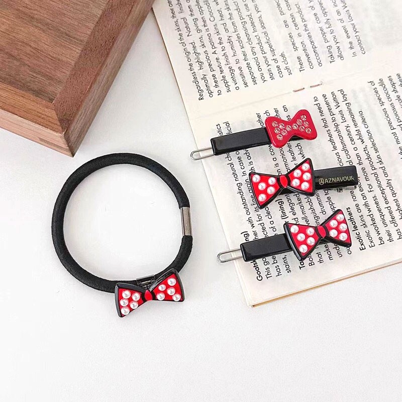 韩饰AZ饰品发饰镶钻珍珠蝴蝶结发圈一字扣卡鸭嘴夹女BQ1796