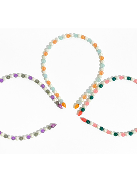 韩饰AZ饰品头饰雅致素面炫彩甜美圆珠发卡发箍女FG0442