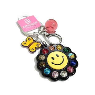 韩饰AZ饰品挂件雅致微笑脸圆片镜子钥匙扣包挂YSK0340