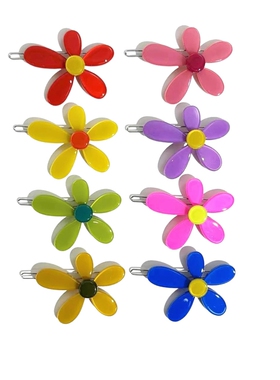 韩饰AZ饰品发饰雅致卡子素面炫彩圆片五瓣花边卡扣卡BQ0073