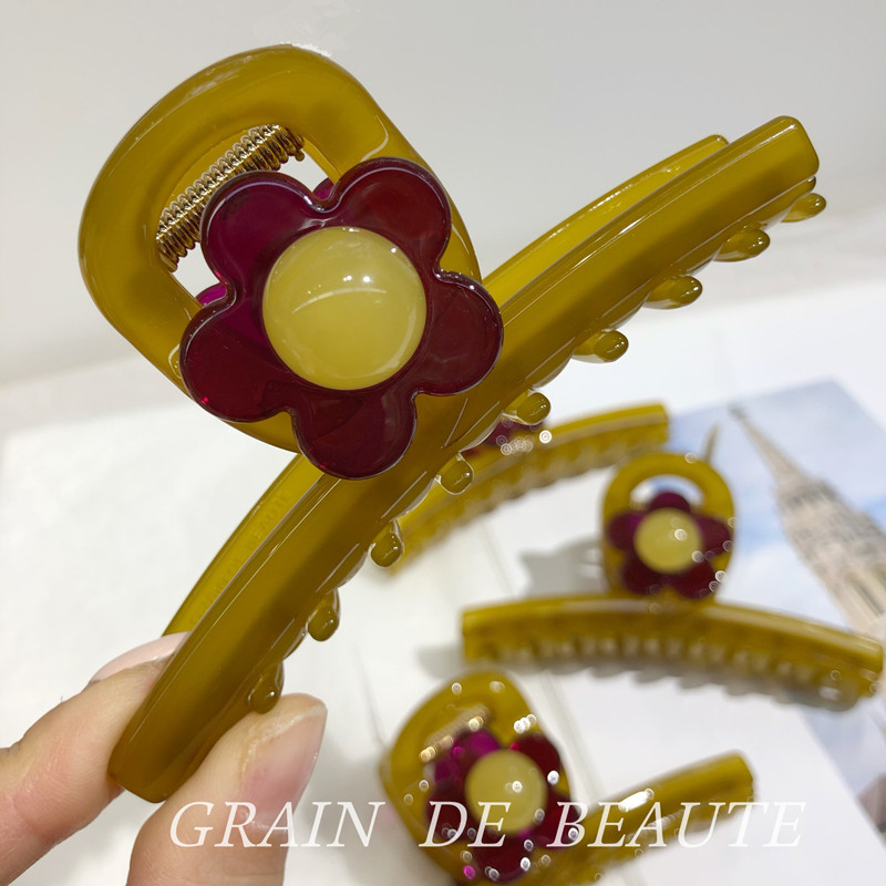 韩饰AZNAVOUR饰品头饰雅致素面果冻姜黄色大号五瓣花发抓卡ZQ0360,饰品/流行首饰/时尚饰品新,发饰,淘宝优惠券,粉丝福利购,淘宝优惠卷