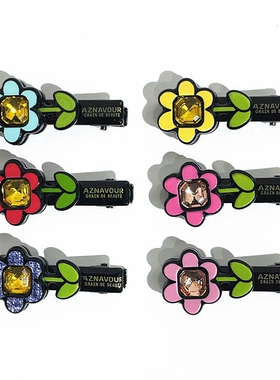 韩饰AZ饰品头饰雅致锆石炫彩叶子六瓣花鸭嘴夹YZJ0763