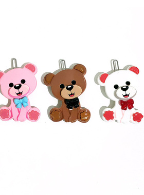 韩饰AZ饰品头饰雅致镶钻马卡龙色可爱小熊边卡扣卡女BQ1647