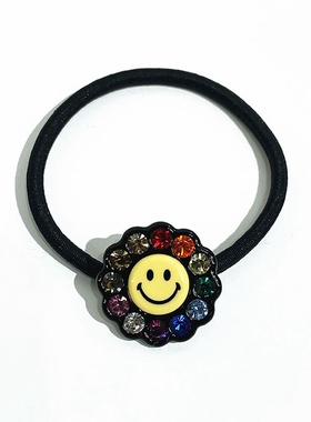 韩饰AZ饰品头饰雅致镶钻微笑脸圆片太阳花发圈头绳女FQ1352