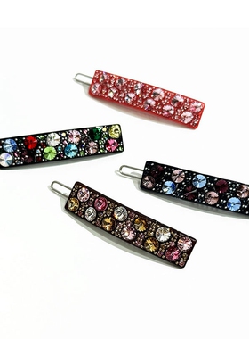 韩饰AZ饰品头饰雅致镶钻炫彩一字发卡边卡扣卡女BQ0191