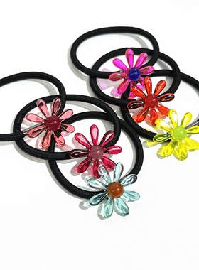 韩饰AZ饰品头饰雅致炫彩甜美半球透明色花朵发圈FQ1395