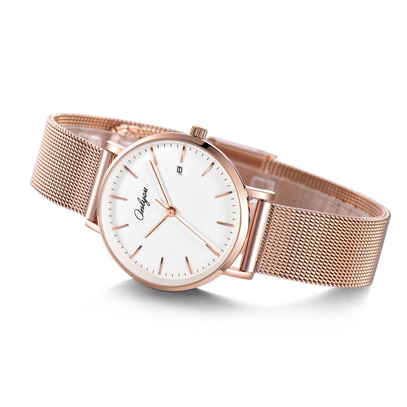 奥利妮正品手表女款时尚真皮带女生表石英表2022新款休闲防水女表