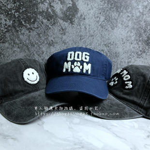 遛狗单品!出口美国订单男女情侣款重水洗刺绣工艺纯棉软顶棒球帽