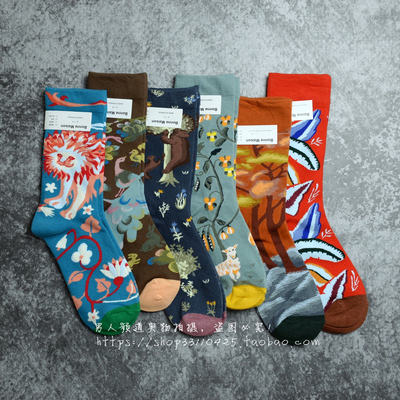 法国小众抽象文艺风趣味袜子新品