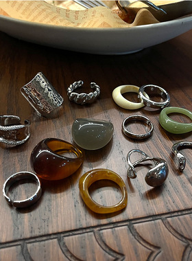 TsukiStudio___小众设计款小众独特异形树脂戒指冷淡开口显摆开口