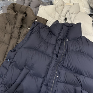 韩代订单高度蓬松白鸭绒立领羽绒马甲女2025秋冬保暖休闲叠穿外套
