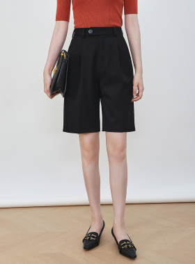 Mooelpom娘man风百慕大短裤休闲高腰中裤女西装裤中性显瘦五分裤