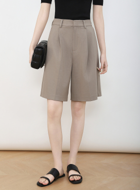 mooelpom春季新品百慕大宽松西装短裤通勤百搭休闲中裤抗皱五分裤