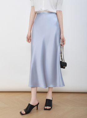 Mooelpom2025新品醋酸鱼尾半身裙女包臀斜裁真丝缎面丝滑垂顺裙子