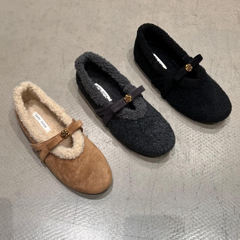 十三行女鞋实拍加绒法式仙女加绒毛毛勃肯鞋女2025秋冬新款平底软,女鞋,浅口单鞋,淘宝优惠券,粉丝福利购,淘宝优惠卷