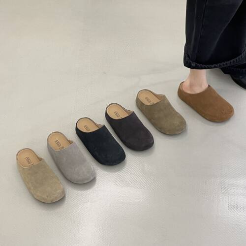 十三行女鞋实拍真皮森系百搭厚底增高4.5cm勃肯鞋包头半拖鞋小众