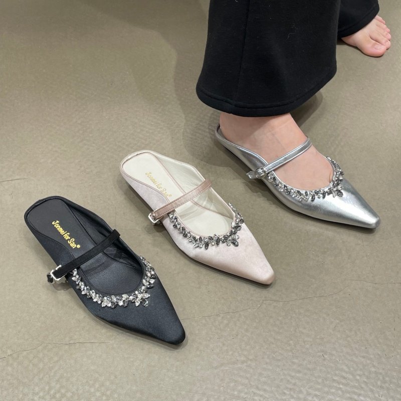 十三行女鞋实拍水钻包头凉拖小个子法式单鞋一字带玛丽珍平底半拖,女鞋,浅口单鞋,淘宝优惠券,粉丝福利购,淘宝优惠卷