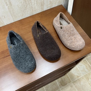 女 时髦一脚蹬懒人乐福鞋 十三行女鞋 实拍加绒内增高4CM真皮勃肯鞋