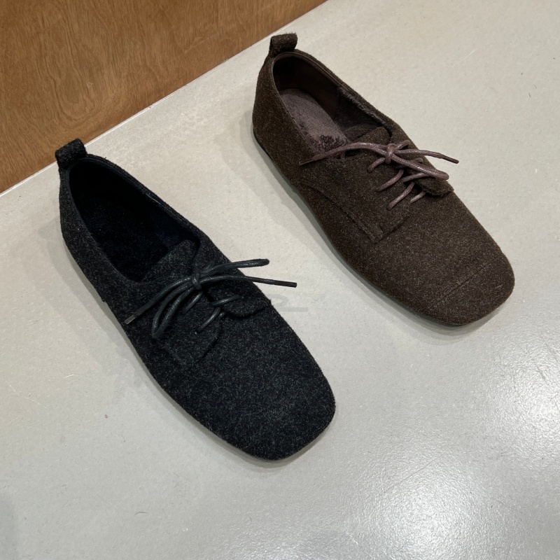 十三行女鞋实拍加绒方头系带黑色英伦风女鞋2025秋冬季乐福鞋单鞋