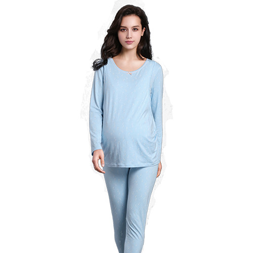 乔妮雅哺乳月子服纯棉针织圆领侧开口孕妇保暖内衣秋衣赔钱清仓