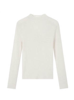 LazyBreeze冬季纯色百搭针织衫长袖T恤女100%羊毛修身显瘦半高领