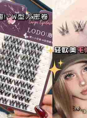 LODO洛兜W型假睫毛懒人小花卷浓密单簇自然欧美漫画睫