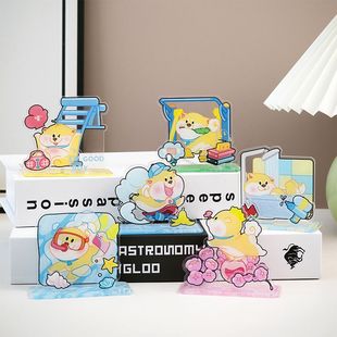 新款可爱小柴犬亚克力插卡立牌盲盒装饰摆件塑料小狗DIY桌面摆件