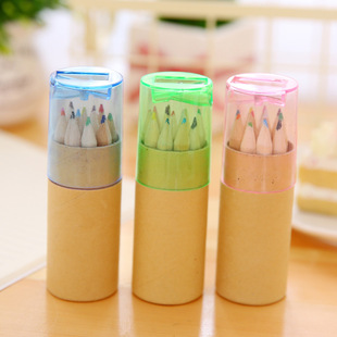 儿童12色原木彩铅笔木质桶装宝宝diy涂鸦专用多色铅笔厂家