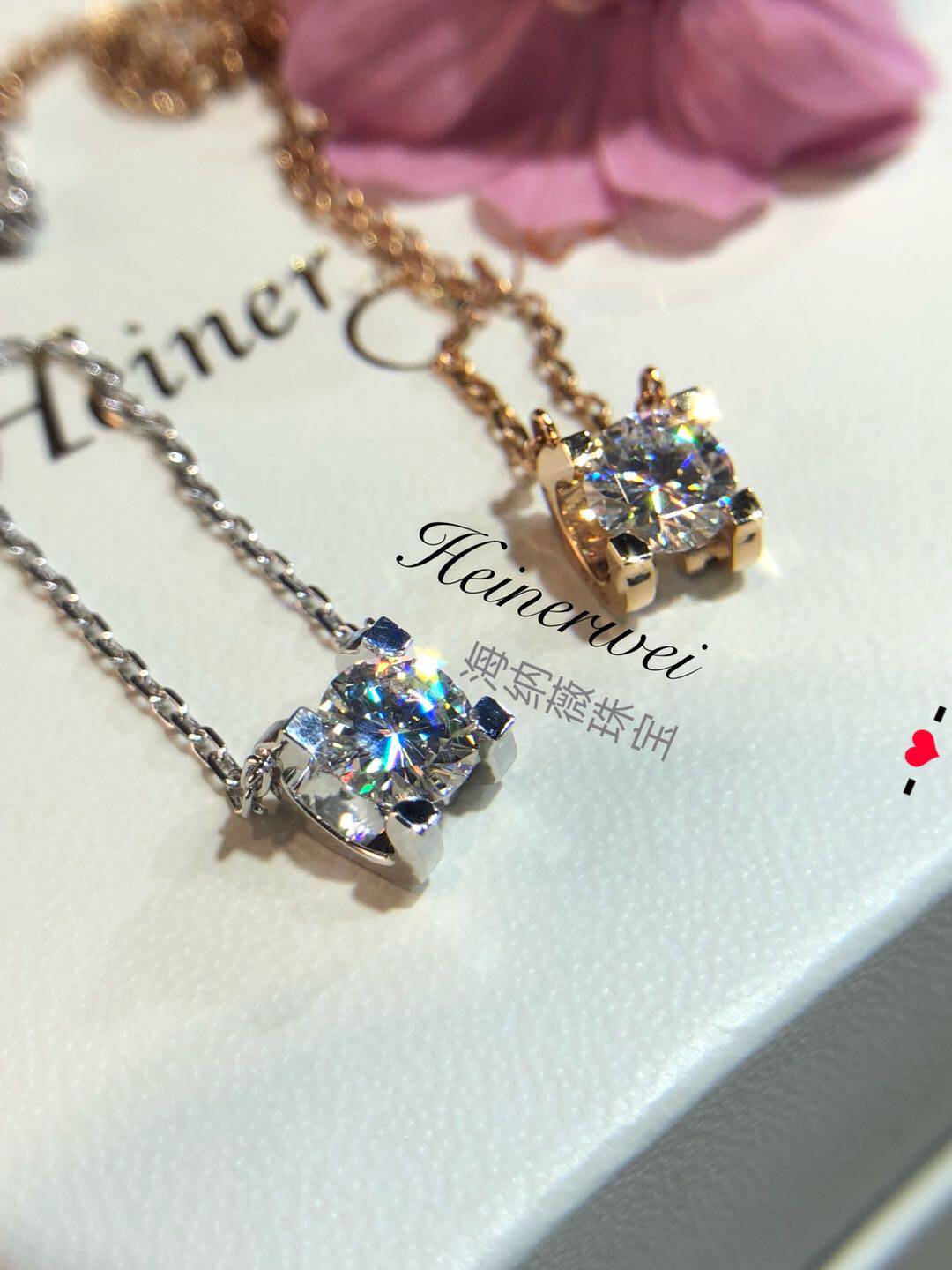 海纳薇新款牛头款18k金cc莫桑钻圆钻比利时切工吊坠项链