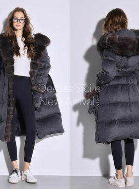 Deessesicile YS奢华狐狸毛连帽重磅90鹅绒服超轻长款保暖羽绒服