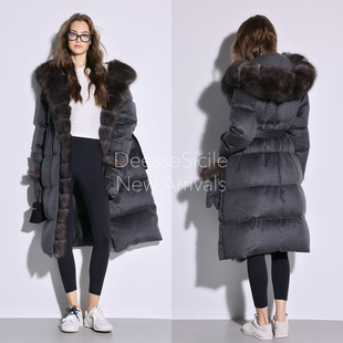 Deessesicile 羽绒服 YS奢华狐狸毛连帽重磅90鹅绒服超轻长款