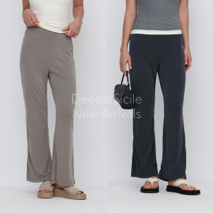 休闲裤 Deessesicile松弛慢人风垂感运动瑜伽裤 微喇砂洗开衩女长裤