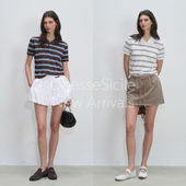 翻领短袖 DeesseSicile 复古新风潮通勤撞色条纹针织polo衫 T恤女