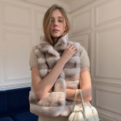 Deessesicile 奶油拿铁獭兔毛小龙猫马甲背心秋冬皮草外套女