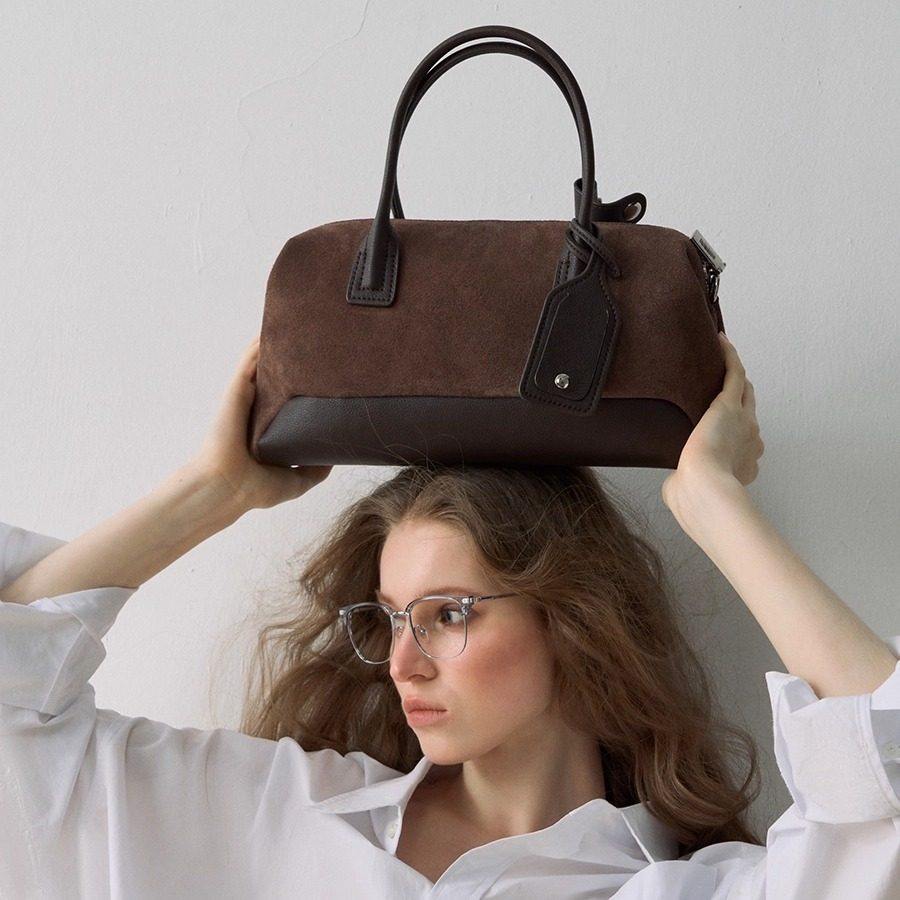 Deessesicile 巧克力棕磨砂牛皮托特波士顿保龄球复古手提包女,箱包皮具/热销女包/男包,通用款女包,淘宝优惠券,粉丝福利购,淘宝优惠卷