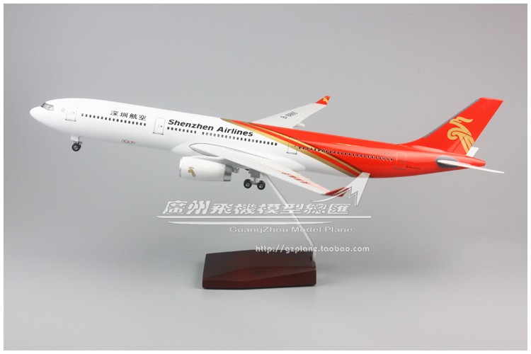 深圳航空空客A330感应LED灯起落架树脂静态客机仿真飞机模型47cm