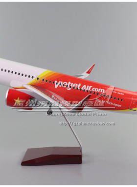 越南越捷航空A320感应LED起落架ABS树脂静态仿真47cm飞机模型1:80