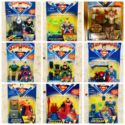 全新现货 Kenner超人 1995年 动画版 superman 可动人偶模型 盒装
