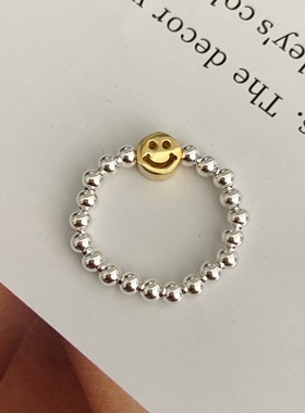 纯银笑脸弹力戒指热卖单品