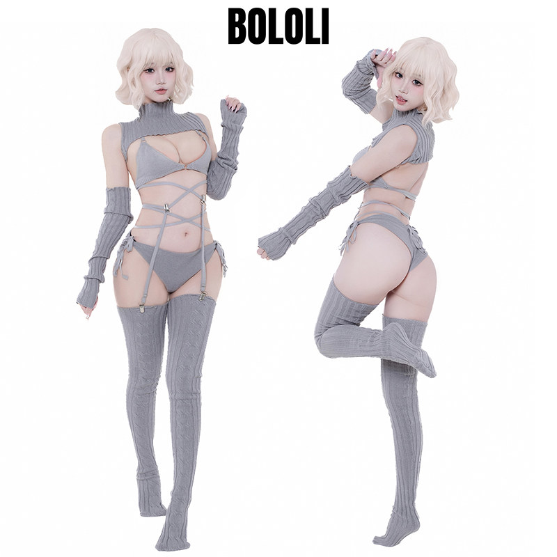 TEC春季灰色绑带针织衫毛衣二次元内衣cosplay摄影会 预售