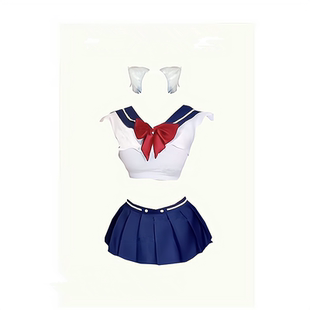 原创辣妹主播日系水手JK制服酒吧性感大蝴蝶结上衣超短百褶裙