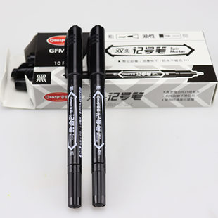 掌握小双头油性记号笔勾线笔黑色蓝色红色