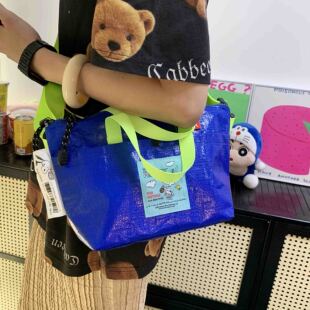 TEETH童年回忆日系史努比红白蓝编织斜挎包2024新轻便通勤托特包