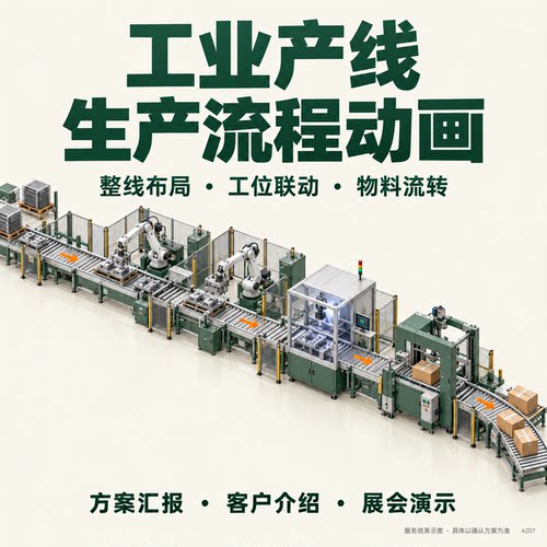 工业产线自动化整线三维动画制作