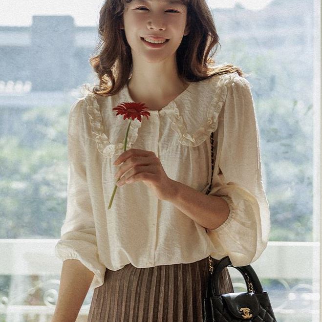 六1004韩国正品queen-s-pider-17030 衬衫区秋季瑞丽通勤独特纯色