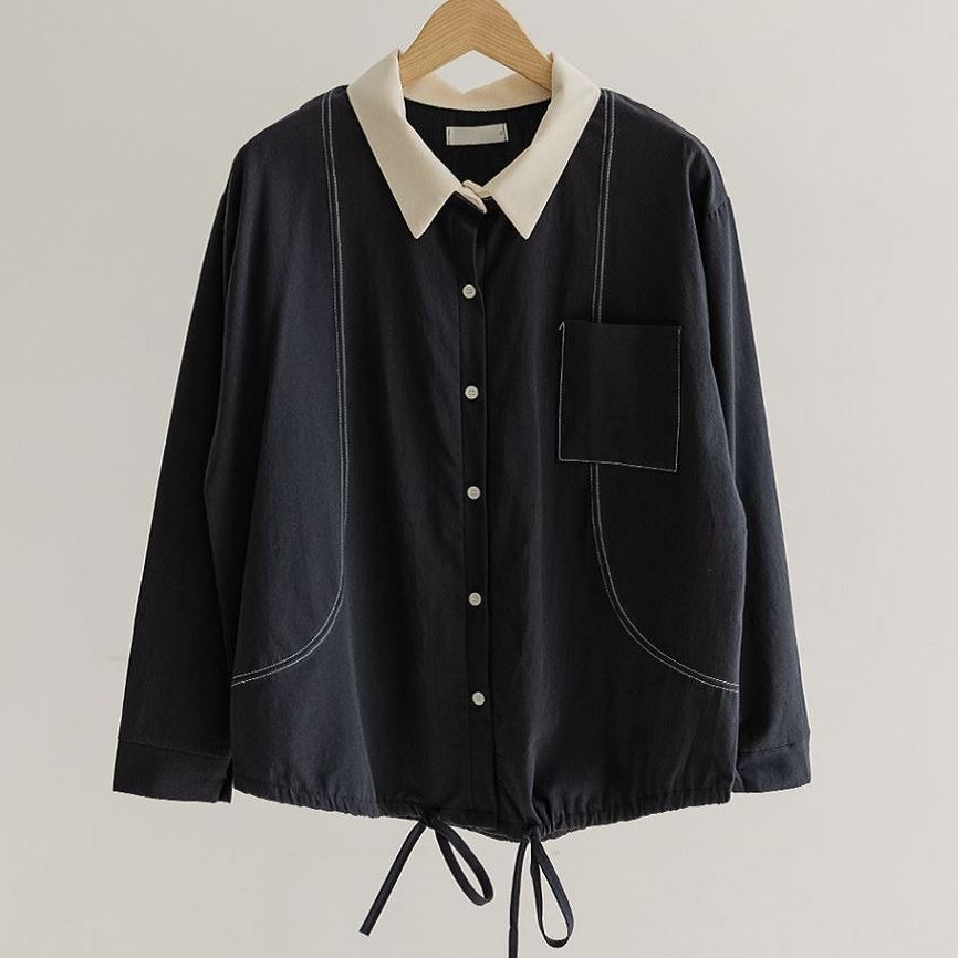 六1004韩国正品ely-s--ia278149 衬衫区瑞丽通勤独特纯色高端正品