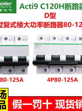 施耐德A9断路器C120H大电流空气开关2P3P4P80A100A125A别墅D型